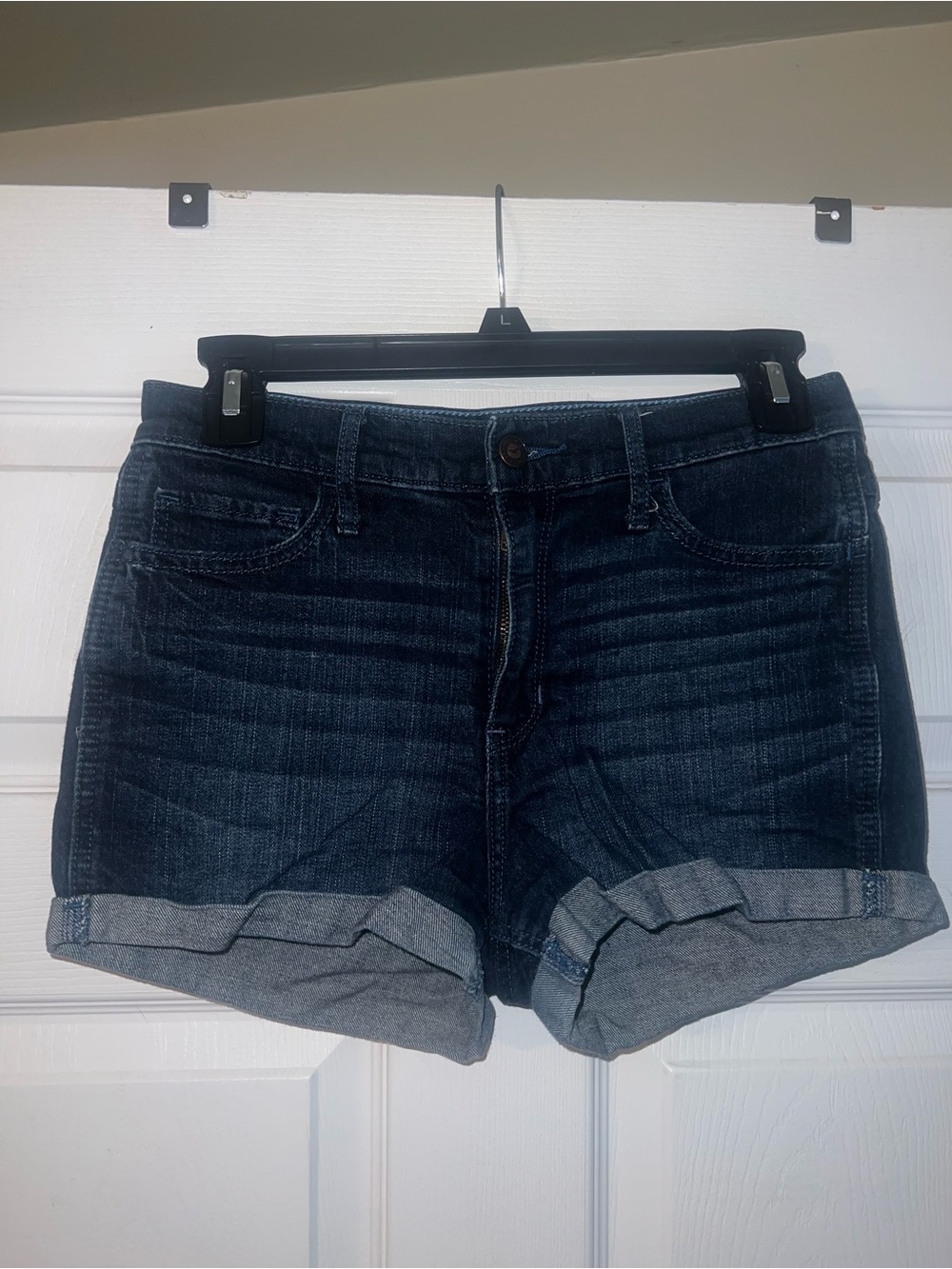 Hollister Dark Blue Rolled Cuff Denim Shorts